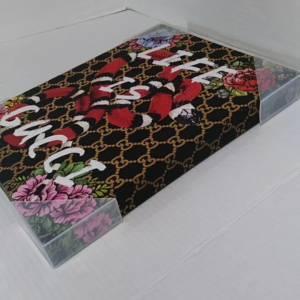 Life Is Gucci Snake & Floral Sleek & Stylish Gold Logo Canvas Wall Art *…
